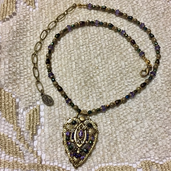 Vintage Michal Golan Crystal Heart Necklace - Picture 2 of 9